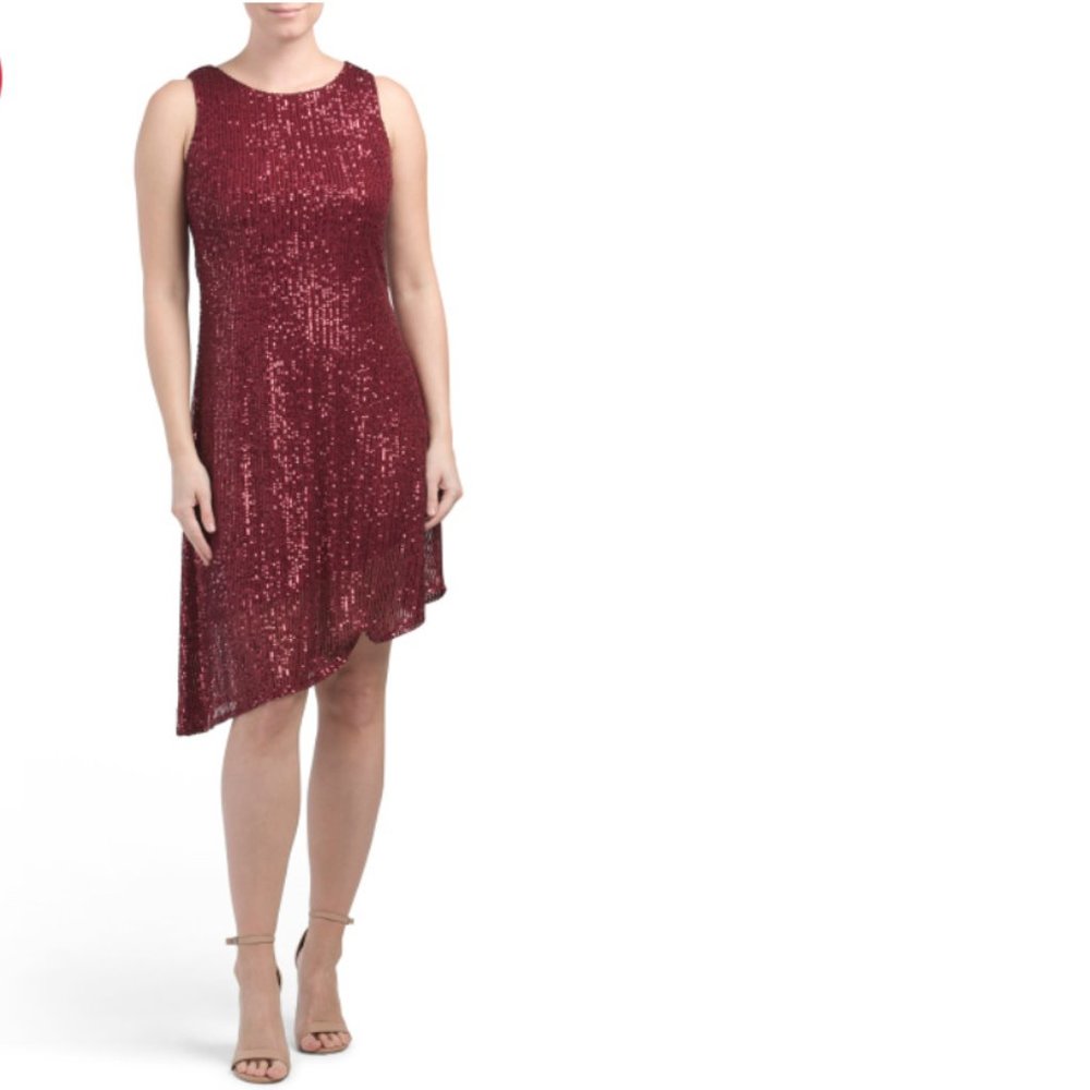 CRISTINA LEI  Italy Sleeveless Sequin Maroon Dress. Size Small. Rare